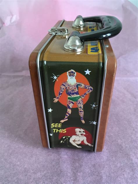 Vintage Metal Lunch Box of Oddities Circus Freaks Reptilica.